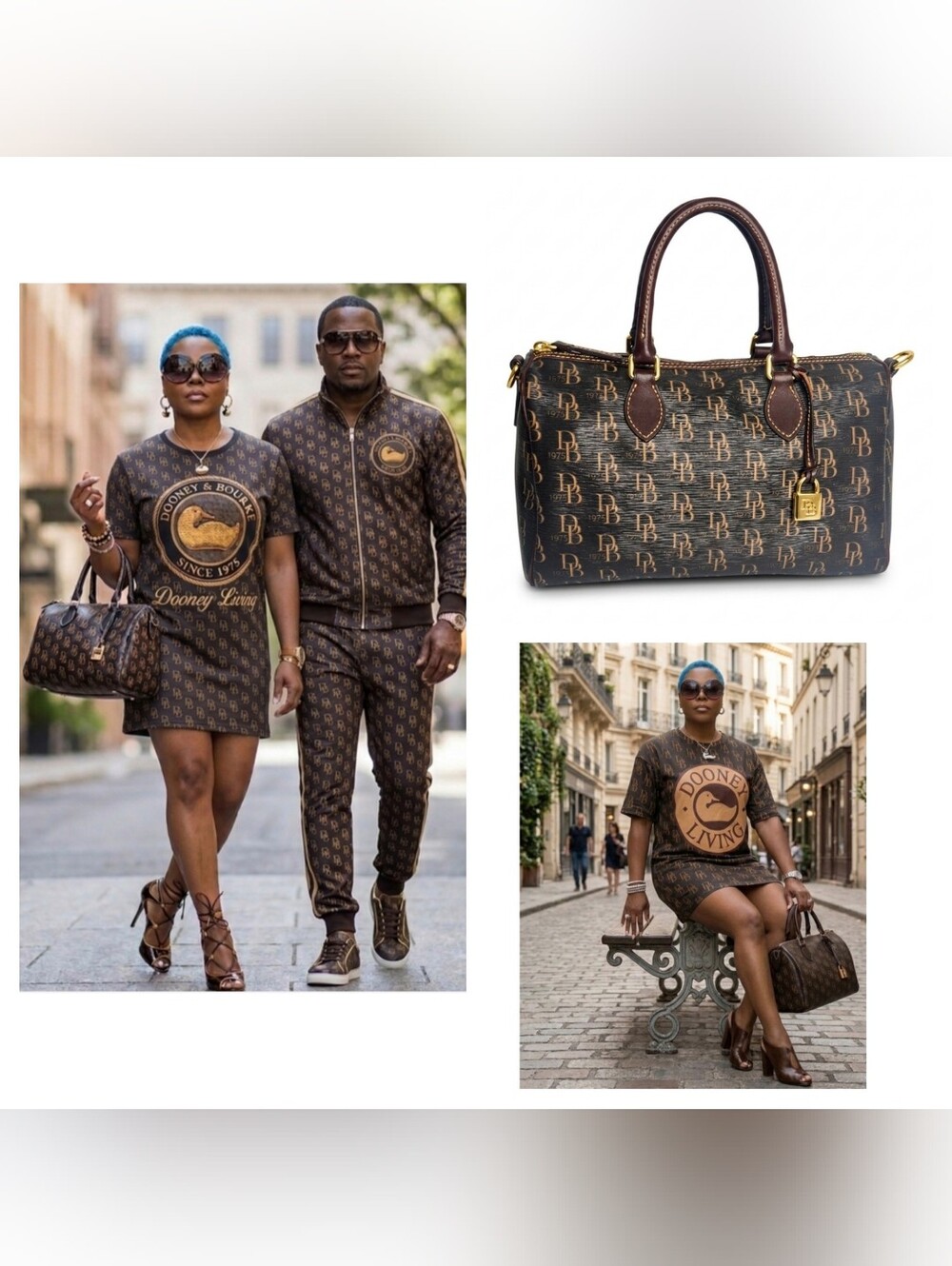 Dooney & Bourke Brown and Gold Boston Style Tote 🦆